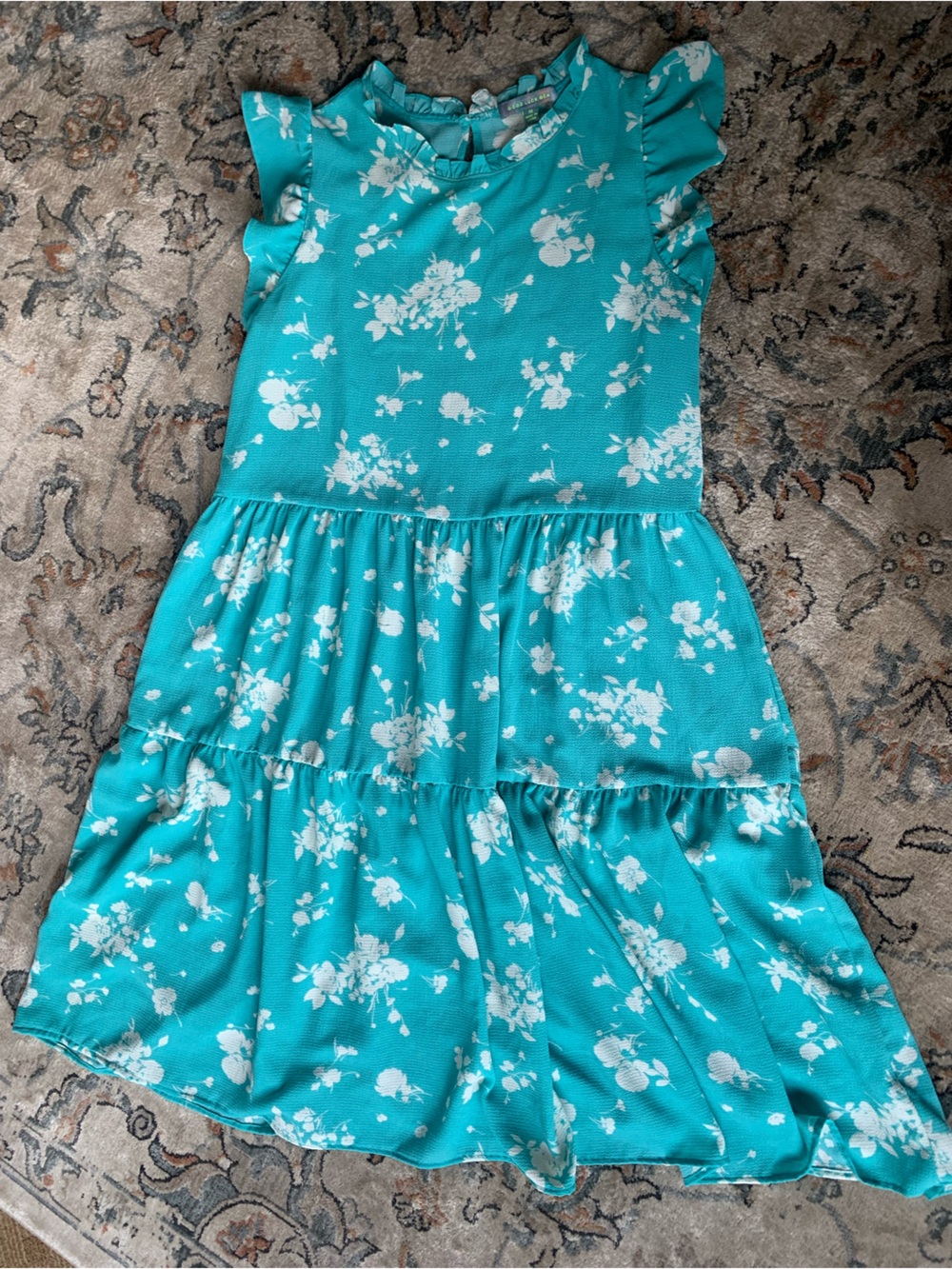Good Luck Gem Turquoise and White Floral Strapless Romper